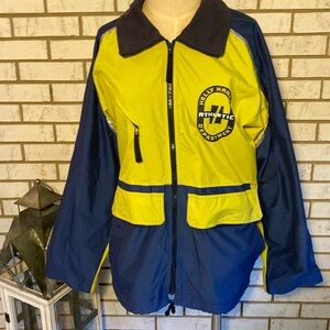 Helly Hansen / Navy & Lime Green (Razor fish) Jacket. medium weight. Sz XS